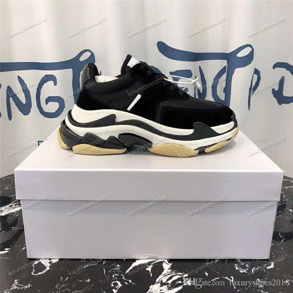 retro brand women men casual shoes grain leather shoes black and grey triple s 2.0 sneaker dad shoe casual outdoor