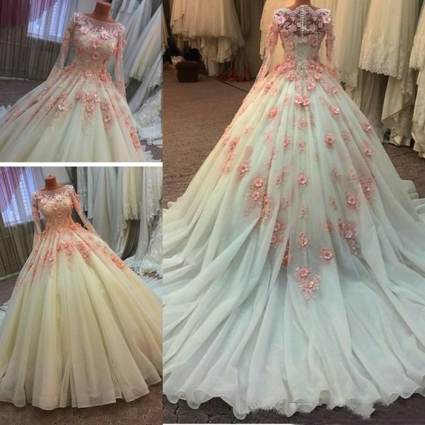 muslim wedding dresses with long sleeves middle east 3d-floral appliques beaded lace bridal gowns custom size wedding dresses, White
muslim wedding dresses with long sleeves middle east 3d-floral appliques beaded lace bridal gowns custom size wedding dresses, White