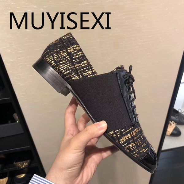 dress shoes autumn women patent leather + checker cloth round toe low heels fashion leisure lace-up ox07 muyisexi, Black
dress shoes autumn women patent leather + checker cloth round toe low heels fashion leisure lace-up ox07 muyisexi, Black