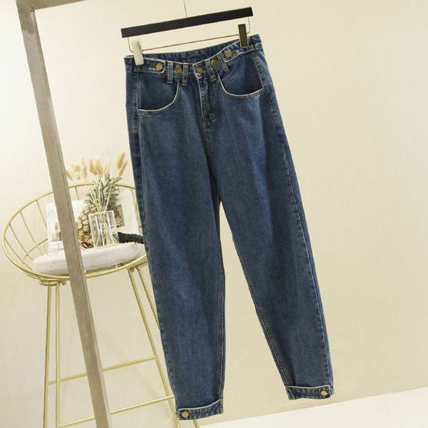 2020 boyfriend jeans for women high waist mom jeans plus size mom feminino harem denim pants 100kg, Blue 
2020 boyfriend jeans for women high waist mom jeans plus size mom feminino harem denim pants 100kg, Blue