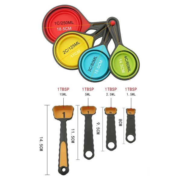 8pcs/set food grade silicone foldable measuring cups set spoon kitchen tool ice cream collapsible baking cook tools
8pcs/set food grade silicone foldable measuring cups set spoon kitchen tool ice cream collapsible baking cook tools