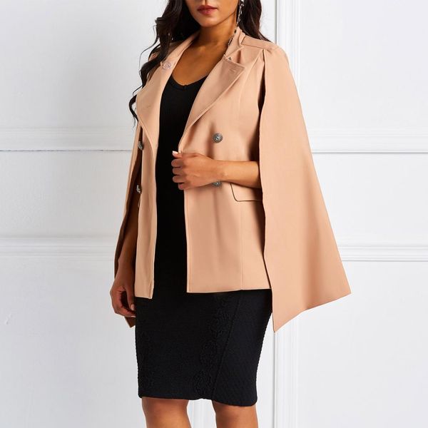 cape coat women autumn button slim stylish vintage cloak jacket solid simple elegant basic office wear formal outerwear female, Black;brown
cape coat women autumn button slim stylish vintage cloak jacket solid simple elegant basic office wear formal outerwear female, Black;brown