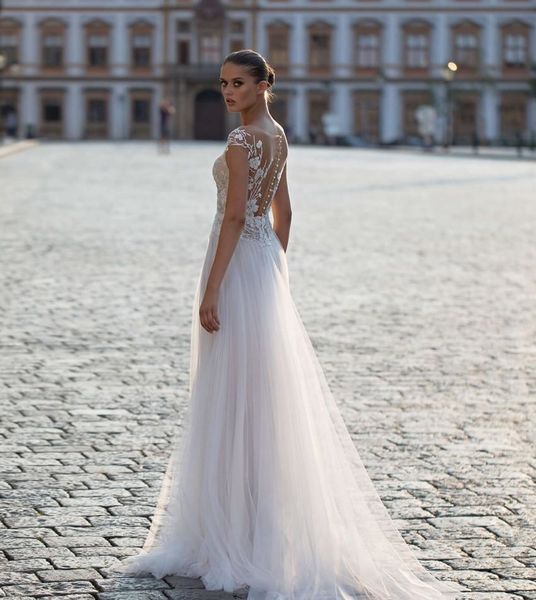 vintage a line lace backless beach wedding dresses 2020 front split bridal gowns cap sleeve sweep train beach brides gowns, White
vintage a line lace backless beach wedding dresses 2020 front split bridal gowns cap sleeve sweep train beach brides gowns, White