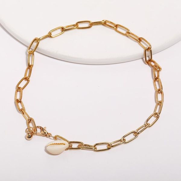 european and american new creative retro simple natural shell pendant golden chain anklet womens jewellery, Red;blue
european and american new creative retro simple natural shell pendant golden chain anklet womens jewellery, Red;blue