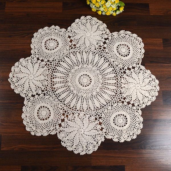 table runner 70cm flower round beige cotton hand crocheted lace doily coasters placemat decor 
table runner 70cm flower round beige cotton hand crocheted lace doily coasters placemat decor
