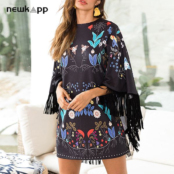 party dresses bohemian floral printed loose tassel dress holiday woman bat sleeve tide bow sashes kimono beach vestidos, White;black
party dresses bohemian floral printed loose tassel dress holiday woman bat sleeve tide bow sashes kimono beach vestidos, White;black