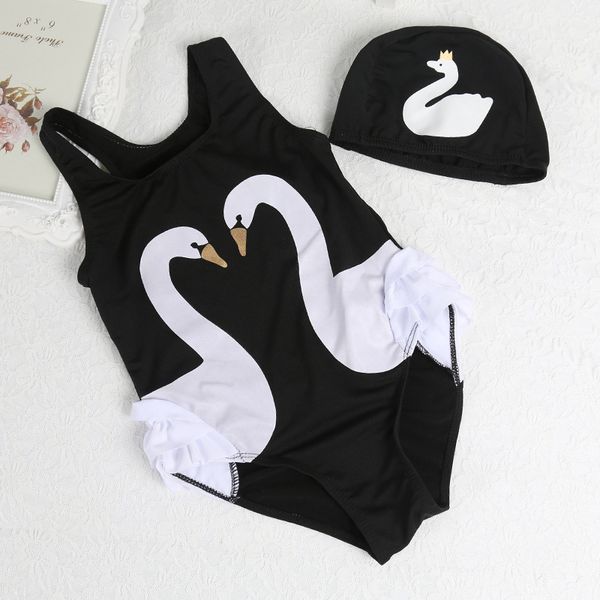 2019 girls one piece swimsuit with cap black swan children girls beach wear summer bathing suits for girl cute swimwear g53-jx19 
2019 girls one piece swimsuit with cap black swan children girls beach wear summer bathing suits for girl cute swimwear g53-jx19