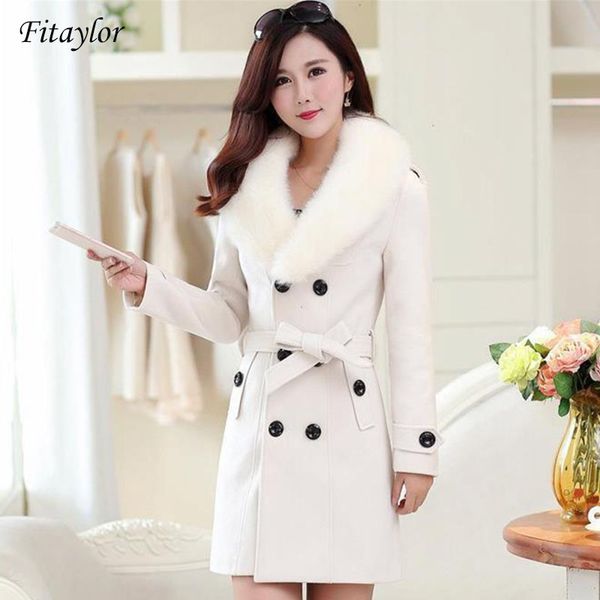 fitaylor plus size m-5xl winter woolen coat women slim artificial fur collar double-breasted jackets wool blended overcoats, Black
fitaylor plus size m-5xl winter woolen coat women slim artificial fur collar double-breasted jackets wool blended overcoats, Black