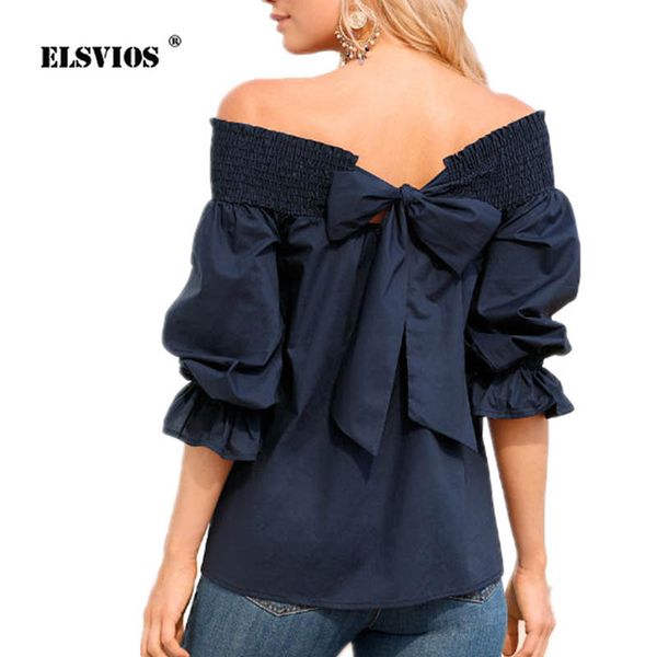 elsvios 5xl elegant summer back bow blouse women slash neck three quarter shirts lady 2019 fashion off shoulder blusas, White
elsvios 5xl elegant summer back bow blouse women slash neck three quarter shirts lady 2019 fashion off shoulder blusas, White