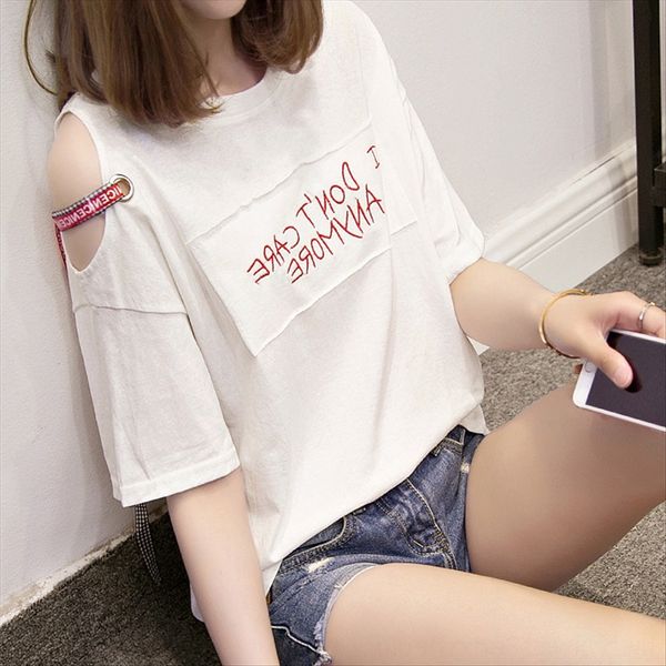 2019 summer clothing short-sleeved t-shirt women's print letter stitching cotton large size women's half-sleeved shirt clothing, White
2019 summer clothing short-sleeved t-shirt women's print letter stitching cotton large size women's half-sleeved shirt clothing, White