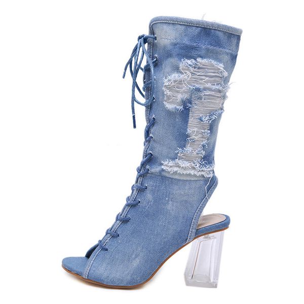 2020 spring autumn chunky crystal heels fashion women's shoes peep toe zipper blue jeans denim ladies mid calf boots botas, Black
2020 spring autumn chunky crystal heels fashion women's shoes peep toe zipper blue jeans denim ladies mid calf boots botas, Black