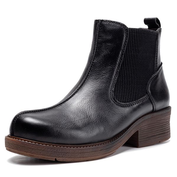 johnature platform boots genuine leather women shoes 2019 new autumn winter round toe square heel elastic band ankle boots, Black
johnature platform boots genuine leather women shoes 2019 new autumn winter round toe square heel elastic band ankle boots, Black