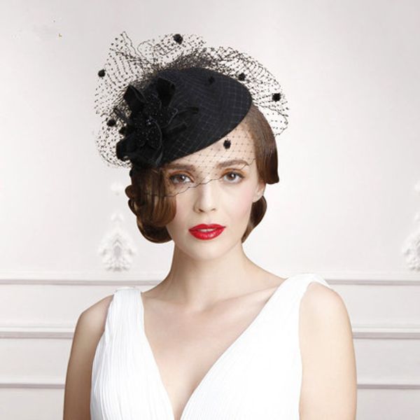 elegant hat lady spring and autumn english net banquet small hat fashionable lady black wool winter
elegant hat lady spring and autumn english net banquet small hat fashionable lady black wool winter