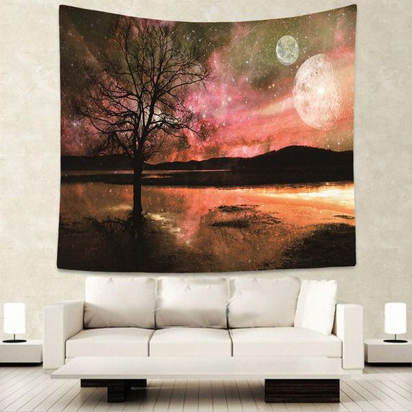 

beautiful night scene pattern wall tapestry home decorations wall hanging forest starry night tapestries for living room bedroom