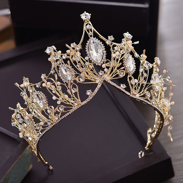 luxury crown headdress bride earrings suit golden atmosphere wedding crown wedding hair accessories, Golden;white
luxury crown headdress bride earrings suit golden atmosphere wedding crown wedding hair accessories, Golden;white