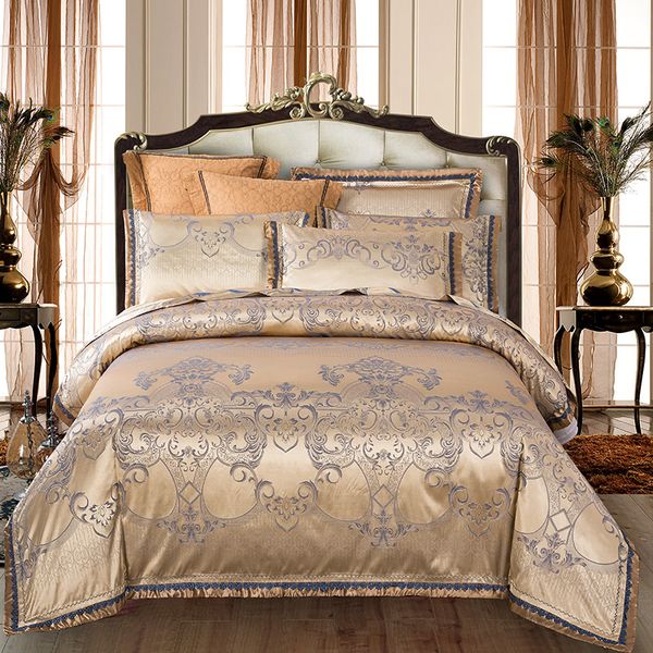no.1-12 4pcs luxury golden bedroom decoration size housse de couette jacquard bedding sets king bed linen satin sheets
no.1-12 4pcs luxury golden bedroom decoration size housse de couette jacquard bedding sets king bed linen satin sheets