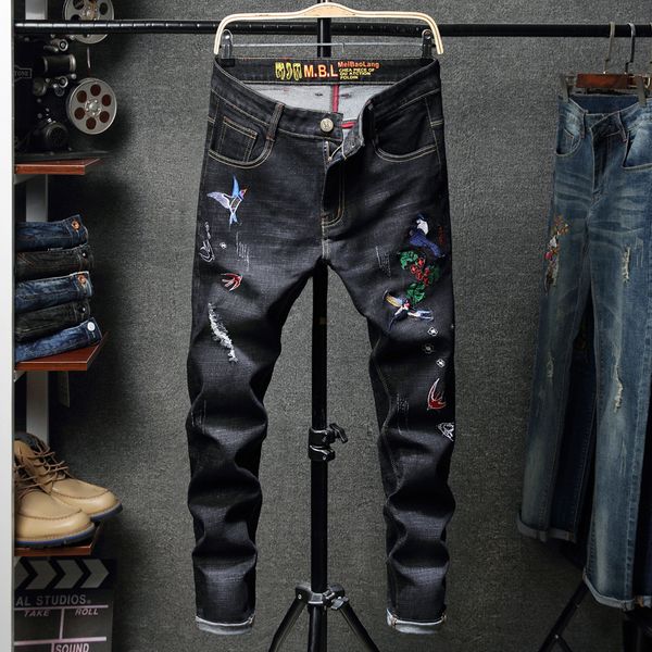 guapai spring 2019 collection men heavy embroidery mill white elastic men jeans - p55 qt3020-3168, Blue
guapai spring 2019 collection men heavy embroidery mill white elastic men jeans - p55 qt3020-3168, Blue
