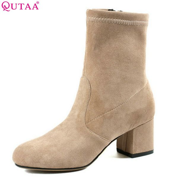 qutaa 2019 women ankle boots flock round toe all match square high heel elegant zipper winter boots women shoes big size 34-43, Black
qutaa 2019 women ankle boots flock round toe all match square high heel elegant zipper winter boots women shoes big size 34-43, Black