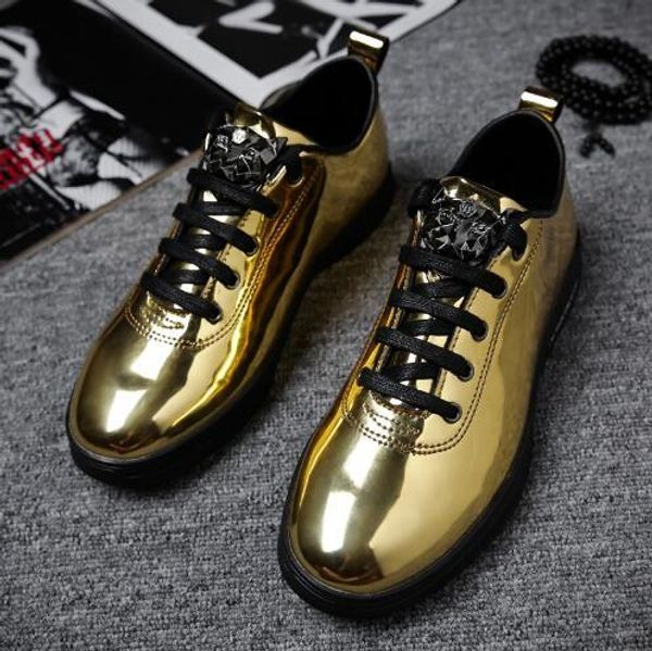 2018 new style man fashion outdoor casual sneaker lace up vulcanized shoes gold color flat male shoes teenage 16 t200413, Black
2018 new style man fashion outdoor casual sneaker lace up vulcanized shoes gold color flat male shoes teenage 16 t200413, Black