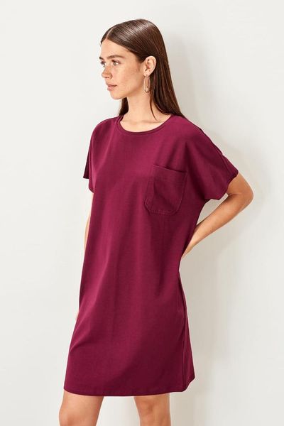 

trendyol burgundy pocket detail knit dress twoss19fv0283, Black;gray