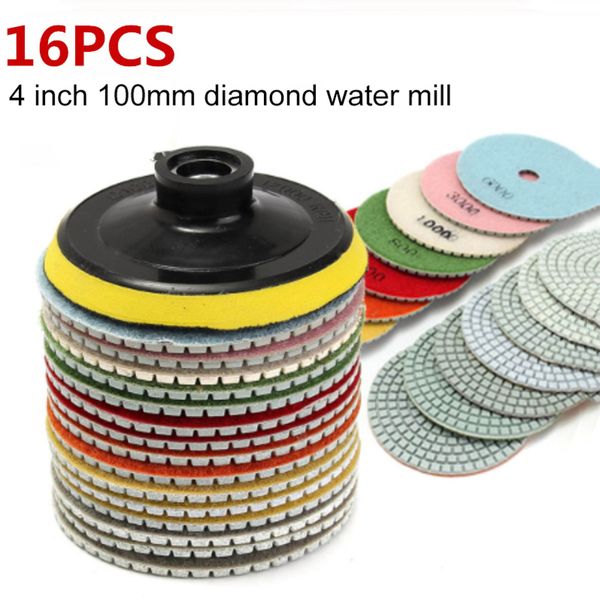 16pcs 4 inch 100mm diamond polishing pads kit wet/dry for granite stone concrete marble polishing use floor grinding discs set
16pcs 4 inch 100mm diamond polishing pads kit wet/dry for granite stone concrete marble polishing use floor grinding discs set