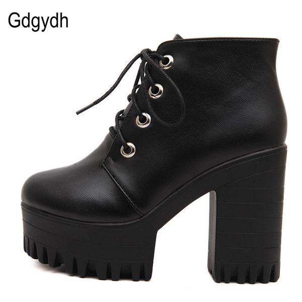 gdgydh brand designers 2019 new spring autumn women shoes black high heels lacing platform ankle boots chunky heel mx200324
gdgydh brand designers 2019 new spring autumn women shoes black high heels lacing platform ankle boots chunky heel mx200324