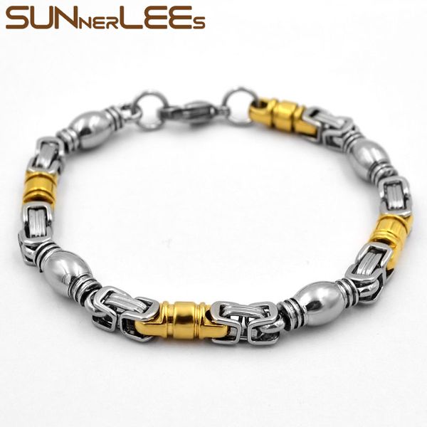sunnerlees 316l stainless steel bracelet 6mm geometric beads byzantine link chain silver gold men women jewelry gift sc194 b, Black
sunnerlees 316l stainless steel bracelet 6mm geometric beads byzantine link chain silver gold men women jewelry gift sc194 b, Black