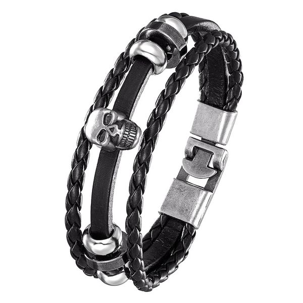 beaded, strands men's retro bracelet multilayer leather alloy skull shape woven cowhide coat fashion men, Black
beaded, strands men's retro bracelet multilayer leather alloy skull shape woven cowhide coat fashion men, Black
