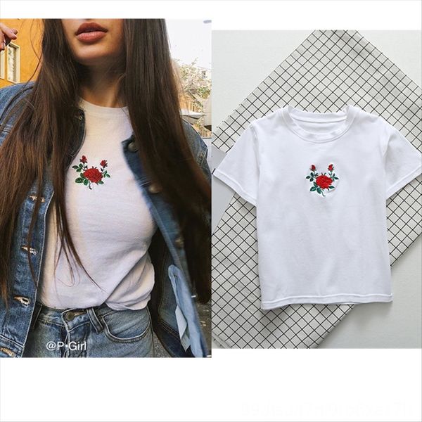 2019 rose embroidery white t-shirt round t-shirt jacket collar short sleeve tight short jacket female
2019 rose embroidery white t-shirt round t-shirt jacket collar short sleeve tight short jacket female
