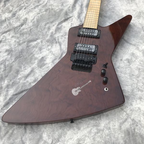 7 strings james hetfield dark red brown explorer electric guitar maple fingerboard, floyd rose tremolo, black hardware, 9v battery box
7 strings james hetfield dark red brown explorer electric guitar maple fingerboard, floyd rose tremolo, black hardware, 9v battery box