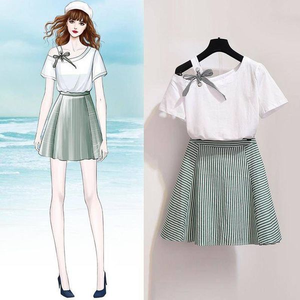 summer fashion women tracksuit girls t-shirts and striped skirts suits sets female vintage sweet slim 2 piece set outfits f134 t200325, White
summer fashion women tracksuit girls t-shirts and striped skirts suits sets female vintage sweet slim 2 piece set outfits f134 t200325, White