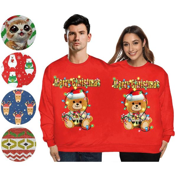 new couple christmas cosplay costumes xmas disfraz 3d printed cats bear round neck pullover for woman man sweatshirt, Silver
new couple christmas cosplay costumes xmas disfraz 3d printed cats bear round neck pullover for woman man sweatshirt, Silver