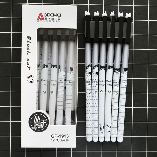 3pcs/lot Kawaii Black Cat Gel Pen Rollerball Pen Student Stationery School Office Supply 0.38mm Black Ink