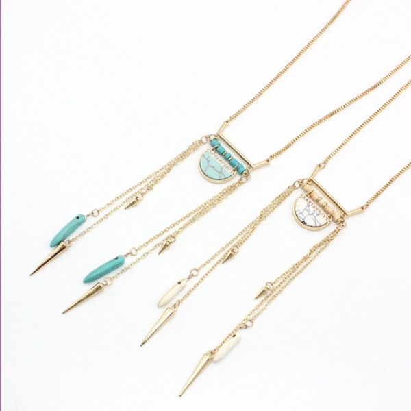 bohemian style light yellow gold color alloy geometric green turquoises pendant link chain necklace stone jewelry, Silver
bohemian style light yellow gold color alloy geometric green turquoises pendant link chain necklace stone jewelry, Silver