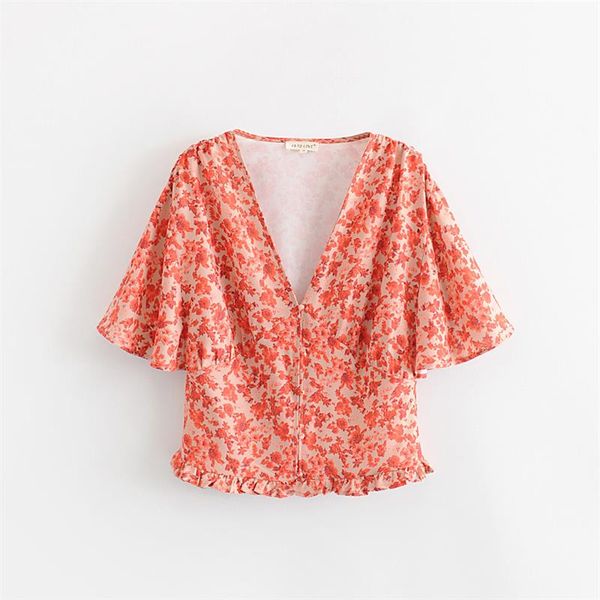 2019 fashion floral print flare sleeve ruffles lady blouse summer short sleeve v neck women shirt female blusas c830, White
2019 fashion floral print flare sleeve ruffles lady blouse summer short sleeve v neck women shirt female blusas c830, White