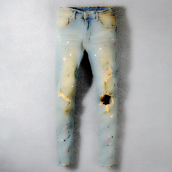 мода уличная мужская джинсы ретро мыть slim fit paint designer рваные джинсы arn10 мужчины печатных брюки уничтожены хип-хоп дизайнер одежды, Blue
мода уличная мужская джинсы ретро мыть slim fit paint designer рваные джинсы arn10 мужчины печатных брюки уничтожены хип-хоп дизайнер одежды, Blue