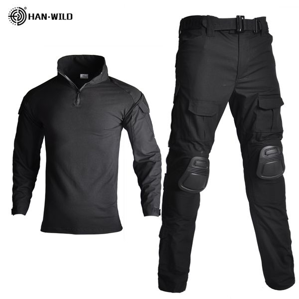 tactical camouflage uniform clothes suit men us army clothes combat shirt + cargo pants knee pads, Camo;black
tactical camouflage uniform clothes suit men us army clothes combat shirt + cargo pants knee pads, Camo;black