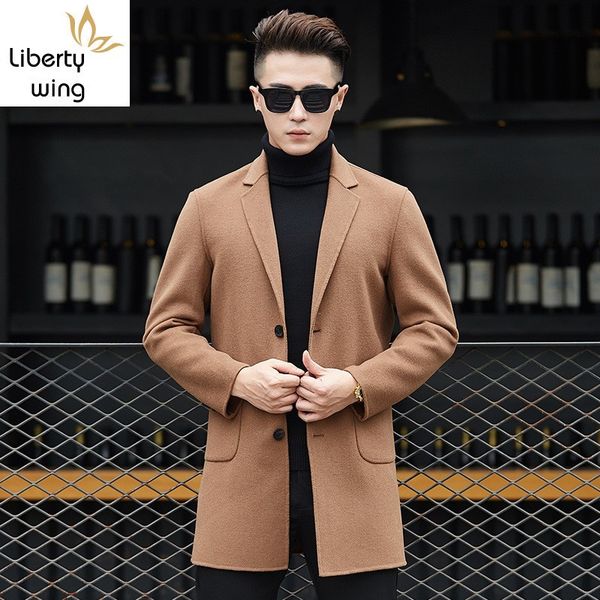 wool blend coat men casual single breasted suit collar jacket autumn winter business solid color long casaco masculino, Black
wool blend coat men casual single breasted suit collar jacket autumn winter business solid color long casaco masculino, Black