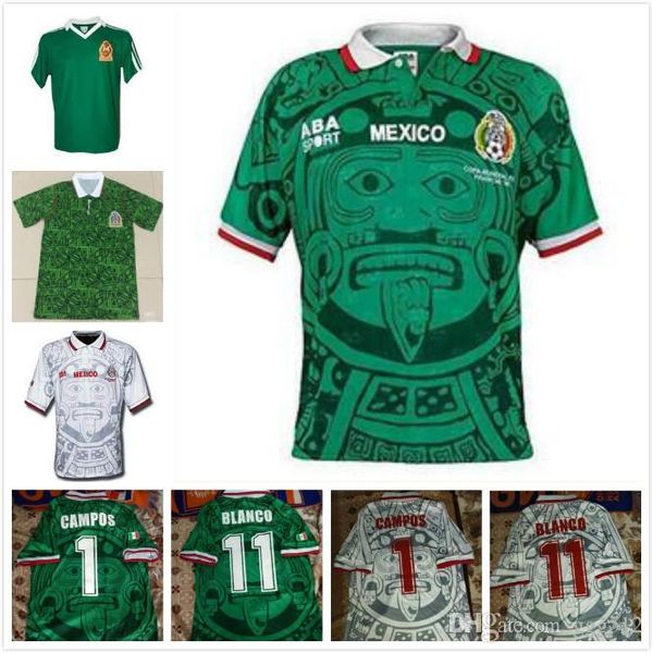 retro mexico soccer jerseys 1998 world cup home away retro football shirts custom name number blanco 11 soccer uniforms thailand quality, Black;yellow