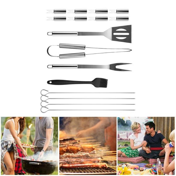 16 pcs home bbq grill tool set stainless steel portable picnic accessories with cloth storage bag outdoor tableware
16 pcs home bbq grill tool set stainless steel portable picnic accessories with cloth storage bag outdoor tableware