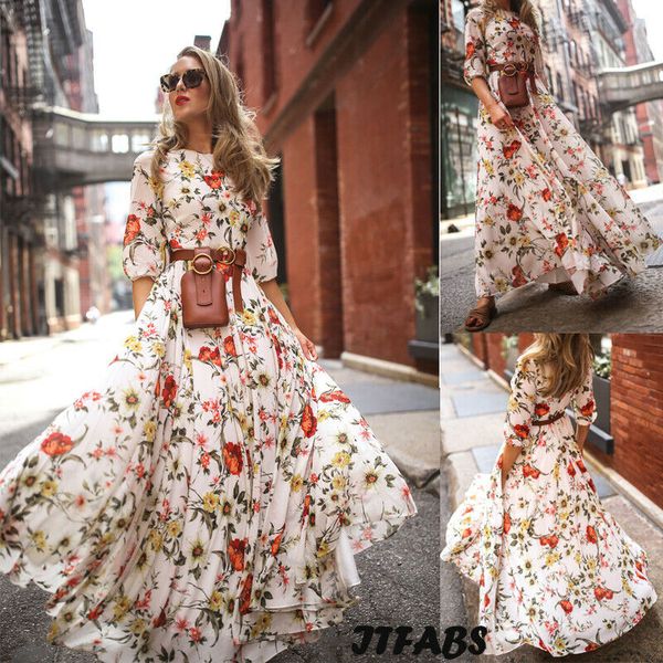 casual dresses elegant womens fashion half sleeve printed floral vintage boho long dress evening party formal maxi vestidos, Black;gray
casual dresses elegant womens fashion half sleeve printed floral vintage boho long dress evening party formal maxi vestidos, Black;gray