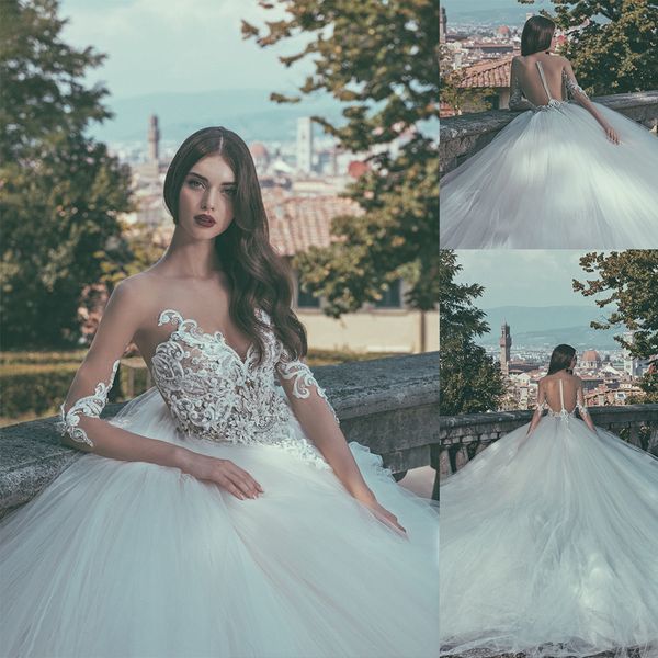 bohemian corona borealis ball gown wedding dresses long sleeve tulle lace applique crystal wedding gowns sweep train robe de mariée, White
bohemian corona borealis ball gown wedding dresses long sleeve tulle lace applique crystal wedding gowns sweep train robe de mariée, White