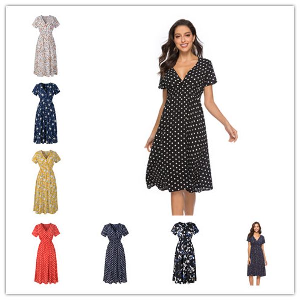 2020 ladies spring summer trendy bohemian dresses female women streetwear dot flora print long dress beach short sleeve v-neck skirts ly303, White
2020 ladies spring summer trendy bohemian dresses female women streetwear dot flora print long dress beach short sleeve v-neck skirts ly303, White