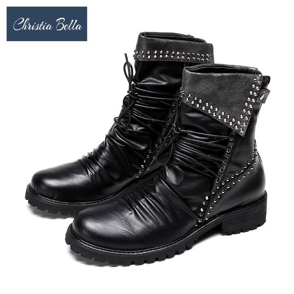 christia bella winter rivets men shoes genuine leather boots new fashion pointed toe boots large size short zipper, Black
christia bella winter rivets men shoes genuine leather boots new fashion pointed toe boots large size short zipper, Black
