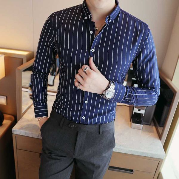 men's casual shirt slim fit men's casual striped shirt long sleeve formal dress shirts men male clothing camisa, White;black
men's casual shirt slim fit men's casual striped shirt long sleeve formal dress shirts men male clothing camisa, White;black