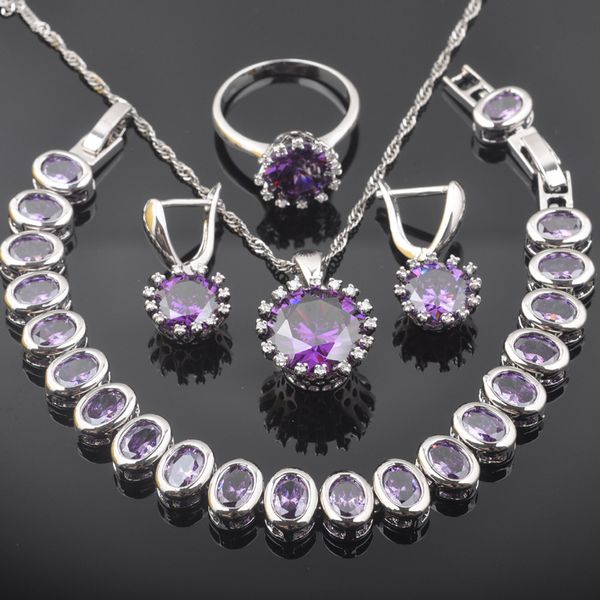 925 silver jewelry sets purple zircon for women wedding jewelry rings necklace bracelets earrings gift box qs0526
925 silver jewelry sets purple zircon for women wedding jewelry rings necklace bracelets earrings gift box qs0526