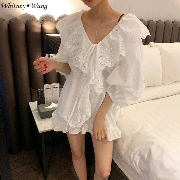 whitney wang 2020 summer fashion streetwear 2 pieces ruffles v-neck blouse and shorts suits women 2 pieces sets beach wear, White
whitney wang 2020 summer fashion streetwear 2 pieces ruffles v-neck blouse and shorts suits women 2 pieces sets beach wear, White
