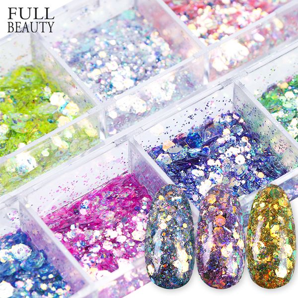 12 grids laser mixed powder dust nail polish flakes sequins 3d mermaid hexagon ultra-thin slices for nail art manicure set ch735, Silver;gold
12 grids laser mixed powder dust nail polish flakes sequins 3d mermaid hexagon ultra-thin slices for nail art manicure set ch735, Silver;gold