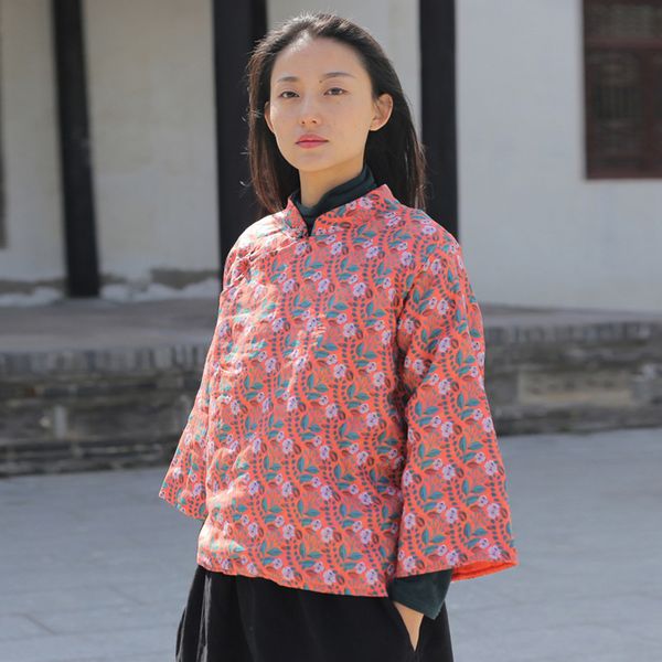 women vintage parkas print floral coats stand long sleeve thick 2019 autumn button chinese style women pullover parkas, Black
women vintage parkas print floral coats stand long sleeve thick 2019 autumn button chinese style women pullover parkas, Black
