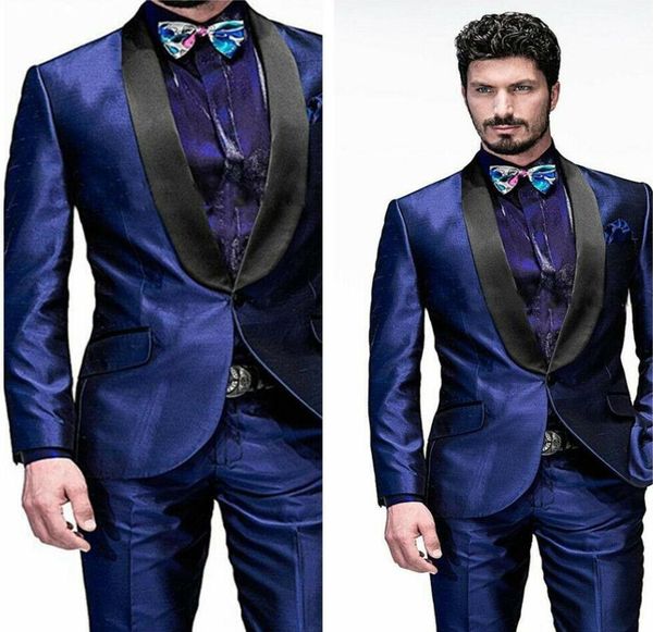 shiny blue men tuxedos groom wedding suits one button slim fit man wear shawl lapel tailored blazer suit(jacket+pants), Black;gray
shiny blue men tuxedos groom wedding suits one button slim fit man wear shawl lapel tailored blazer suit(jacket+pants), Black;gray